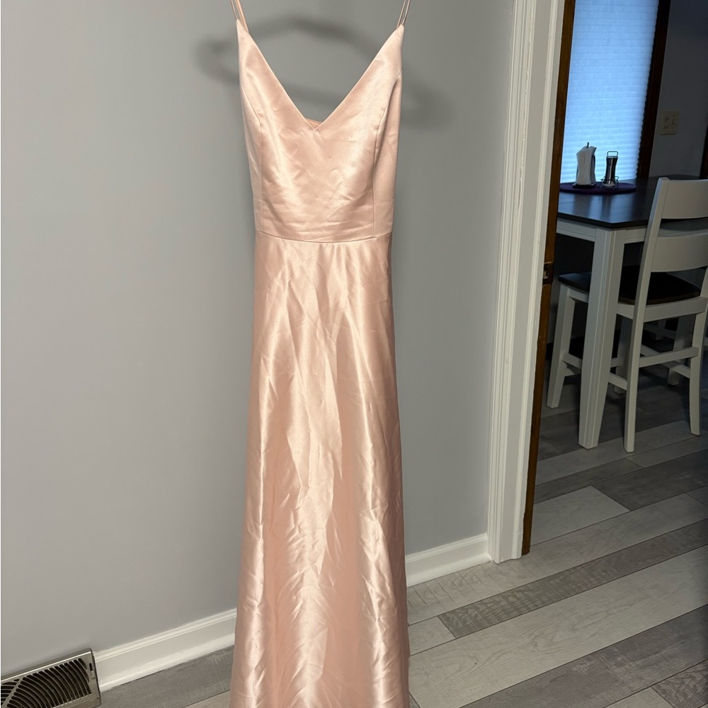 Elegant Strapless Blush Evening Dress